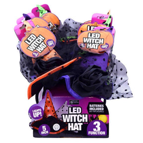 Magic Seasons Multicoloured 5 in. Prelit Witch Hat Headbands Halloween Decor, Pack of 6