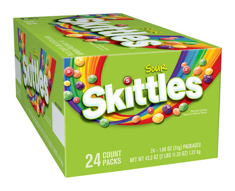 Skittles Sour Assorted Chewy Candy 1.8 oz, Pack of 24