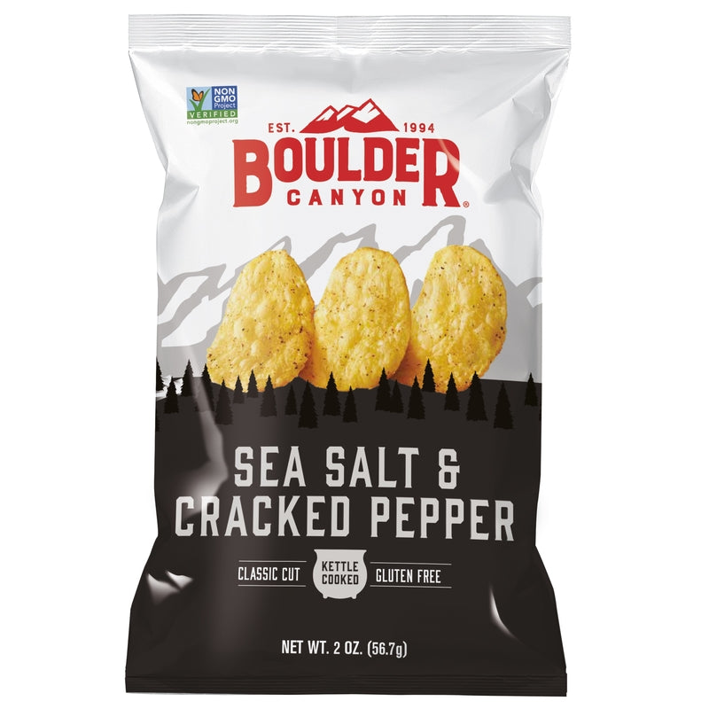 Boulder Canyon Sea Salt & Cracked Pepper Chips 2 oz Bagged, Pack of 8
