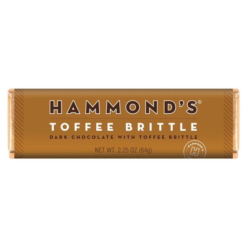 Hammond's Candies Toffee Brittle Dark Chocolate Candy Bar 2.25 oz, Pack of 12