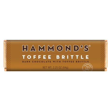Hammond's Candies Toffee Brittle Dark Chocolate Candy Bar 2.25 oz, Pack of 12