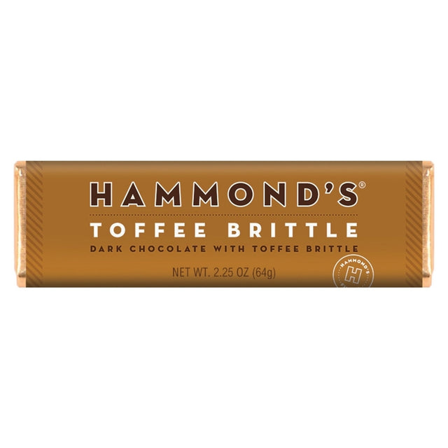 Hammond's Candies Toffee Brittle Dark Chocolate Candy Bar 2.25 oz, Pack of 12