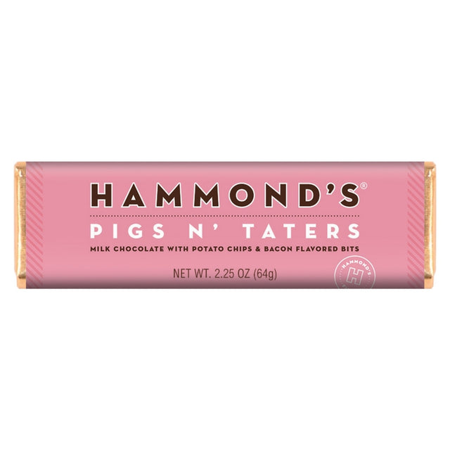 Hammond's Candies Pigs N' Taters Milk Chocolate Candy Bar 2.25 oz, Pack of 12