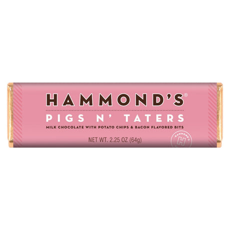 Hammond's Candies Pigs N' Taters Milk Chocolate Candy Bar 2.25 oz, Pack of 12