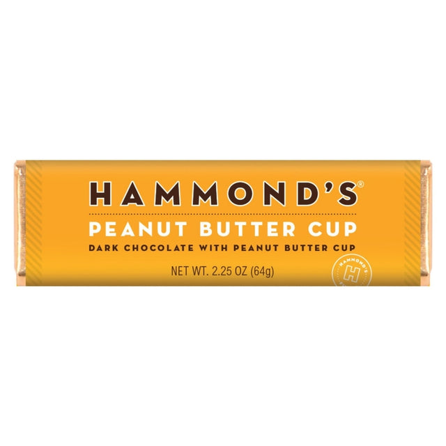 Hammond's Candies Peanut Butter Cup Dark Chocolate Candy Bar 2.25 oz, Pack of 12