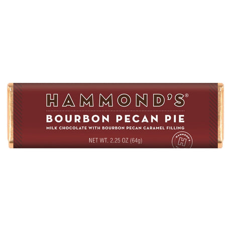 Hammond's Candies Bourbon Pecan Pie Milk Chocolate Candy Bar 2.25 oz, Pack of 12
