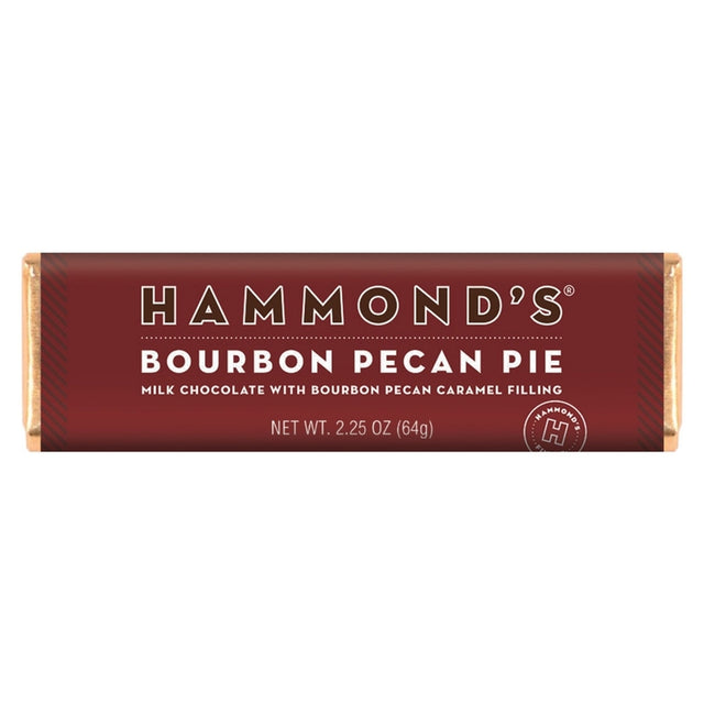 Hammond's Candies Bourbon Pecan Pie Milk Chocolate Candy Bar 2.25 oz, Pack of 12