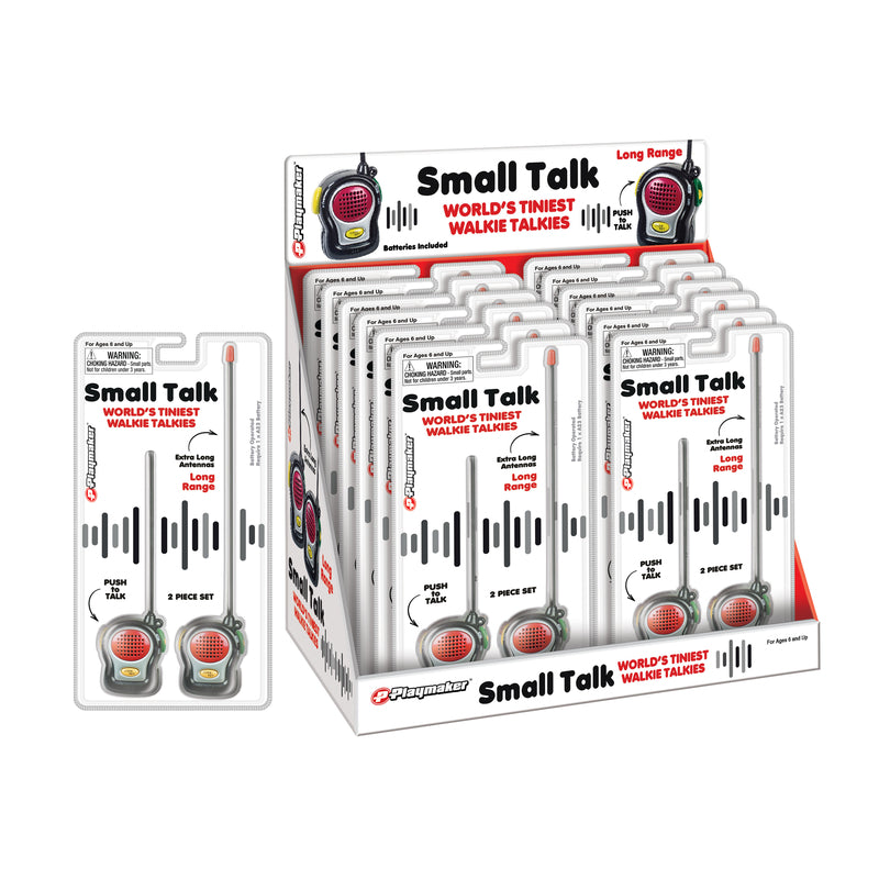 Playmaker Toys Small Talk World Tiniest Walkie Talkies Toy Metal 2 pc, Pack of 12