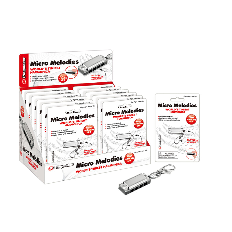 Playmaker Toys Micro Melodies Tiniest Harmonica Key Chain Metal 1 pc, Pack of 12
