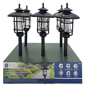 Boston Harbor 26074 Solar Stake Light w/LED Filament, NI-Mh Battery, AA Battery, 1-Lamp, Black, Battery Included: Yes, Pack of 6