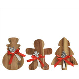 KitchenGoods Red Gingerbread Man/Snowman/Tree Acacia Cheese Boards 8.5 in., Pack of 6