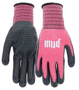Mud MD31011W-WXS Gloves, Women's, XS, 9 in L, Knit Wrist, Seamless Cuff, Nitrile Coating, Nylon Glove, Pink/Watermelon
