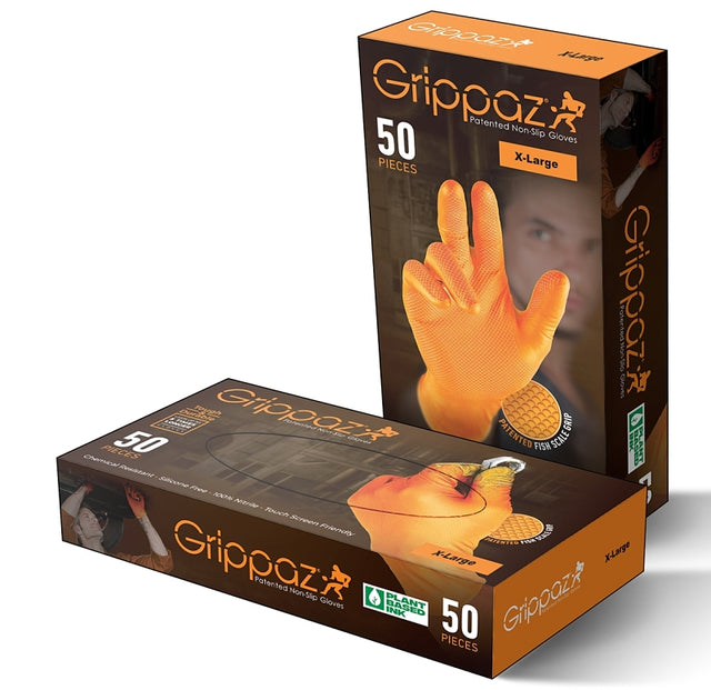 Grippaz G21081-L50 Gloves, L, Nitrile, Orange, 4 in L