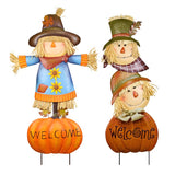 Alpine 35 in. Welcome Pumpkin and Scarecrow Yard Stake, Pack of 8