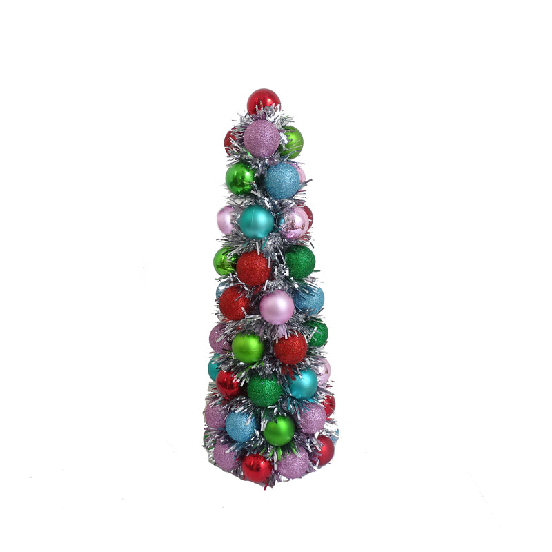 FC Young Assorted Glitter Ball Cone Christmas Tree 18 in., Pack of 4
