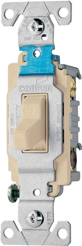 Eaton Wiring Devices CS315V Series Toggle Switch, Ivory, 15 A, 120/277 V, 3-Position, Screw Terminal