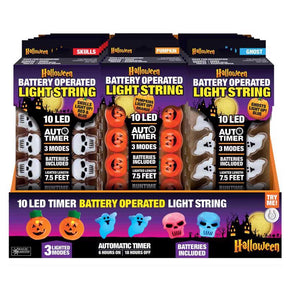 Magic Seasons Assorted 0 in. LED Spooky Light String Halloween Decor, Pack of 12