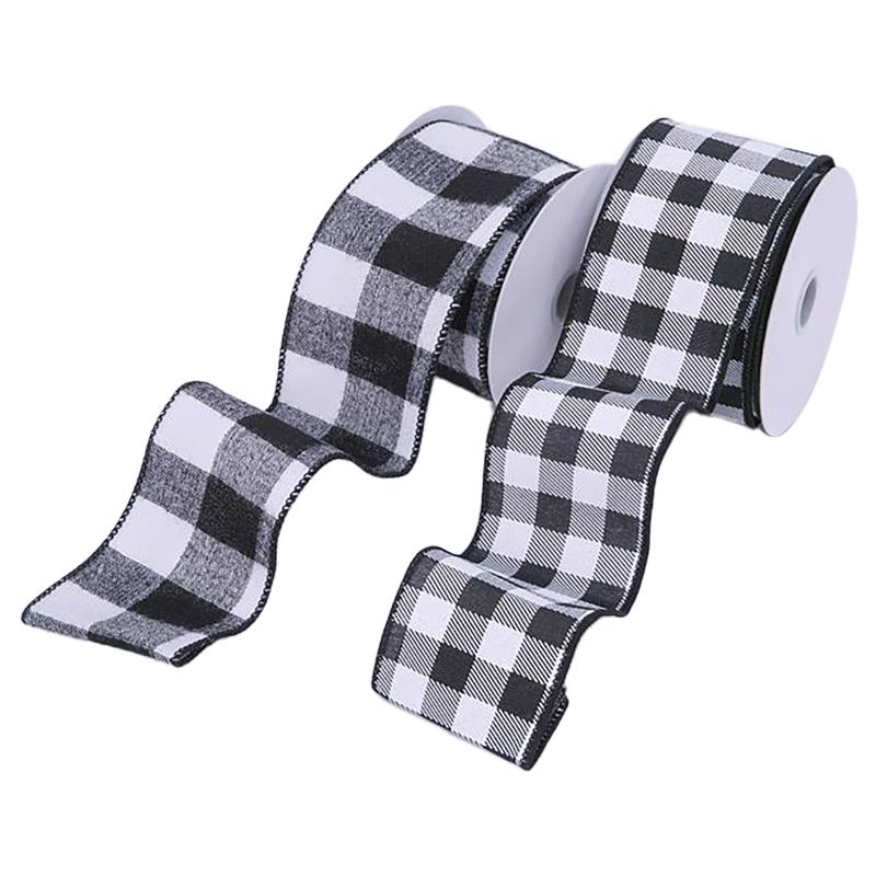 Gerson Black/White Buffalo Plaid Christmas Bow .01 in., Pack of 12