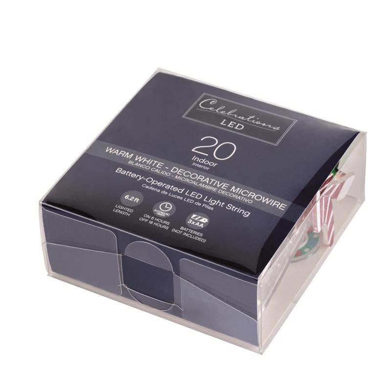 Celebrations LED Micro Dot/Fairy Clear/Warm White 20 ct Novelty Christmas Lights 6.2 ft., Pack of 12