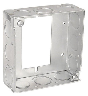 Southwire 53151-SUB-UPC Square Extension Ring, 4 in W, 12-Knockout, Steel, Silver, Galvanized