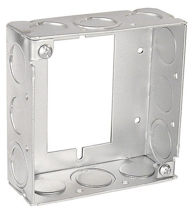 Southwire 53151-SUB-UPC Square Extension Ring, 4 in W, 12-Knockout, Steel, Silver, Galvanized