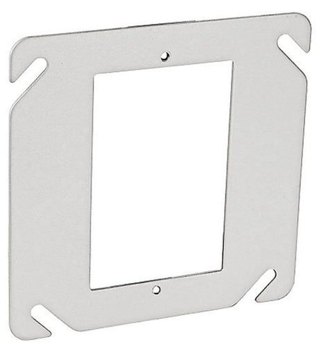 Southwire 52C62A-UPC Flat Device Ring, 4 in W, Square, 1-Gang, Steel, Silver, Galvanized