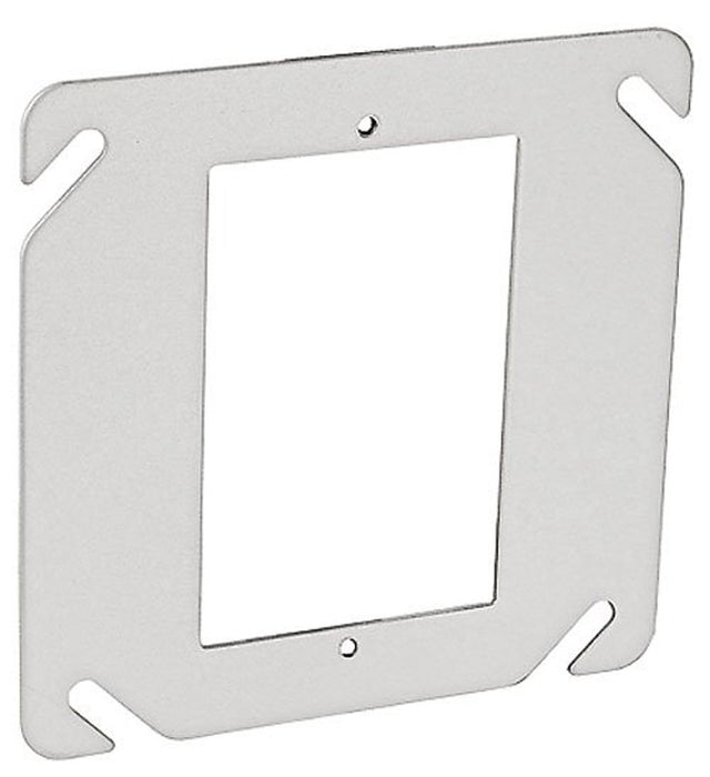 Southwire 52C62A-UPC Flat Device Ring, 4 in W, Square, 1-Gang, Steel, Silver, Galvanized