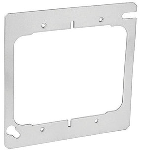 Southwire 52C20A-UPC Flat Device Ring, 4 in W, Square, 2-Gang, Steel, Silver, Galvanized