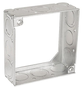 Southwire 53151-S-UPC Square Extension Ring, 4 in W, 12-Knockout, Steel, Silver, Galvanized