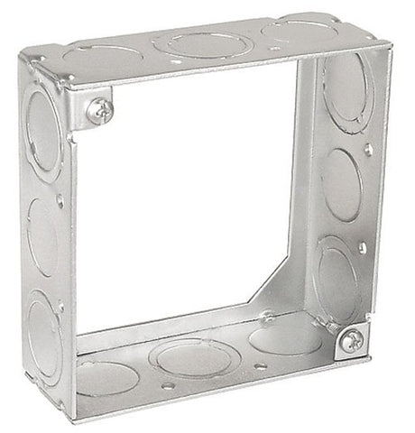 Southwire 53151-S-UPC Square Extension Ring, 4 in W, 12-Knockout, Steel, Silver, Galvanized
