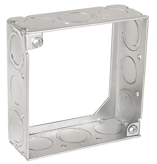 Southwire 53151-S-UPC Square Extension Ring, 4 in W, 12-Knockout, Steel, Silver, Galvanized