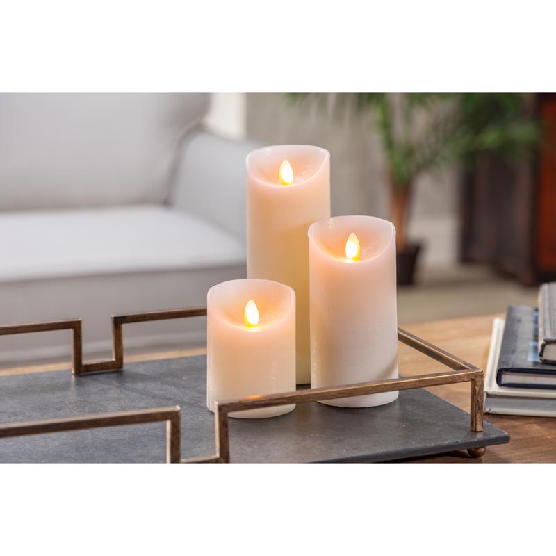 Gerson Bisque no scent Scent Flameless Pillar Candle, Pack of 6