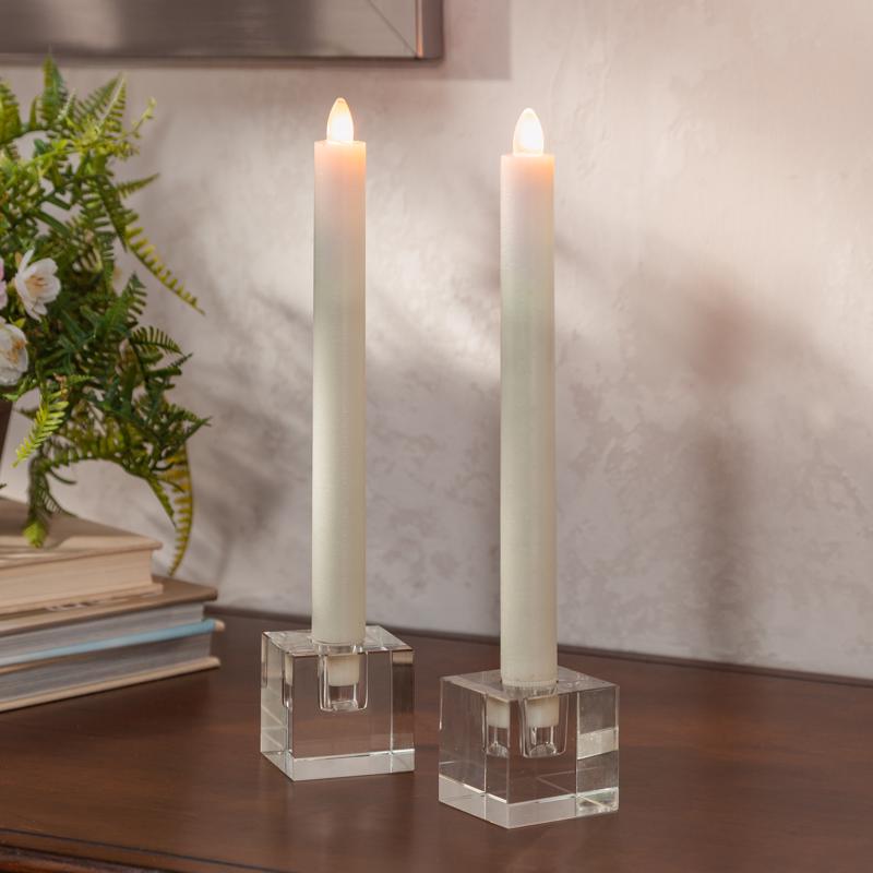 Gerson LED Bisque Aurora Flame Taper Candle 10 in., Pack of 6