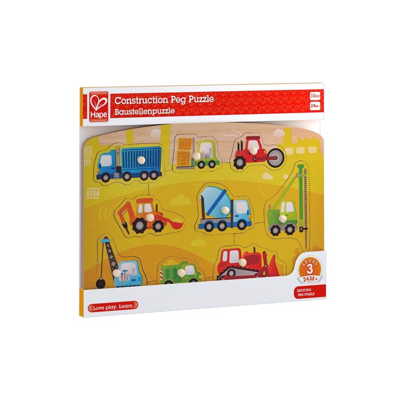 Hape Construction Peg Puzzle Multicolored 10 pc