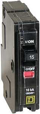 Square D QO QO115C Circuit Breaker, Mini, 15 A, 1 -Pole, 120/240 VAC, 48 VDC, Plug Mounting