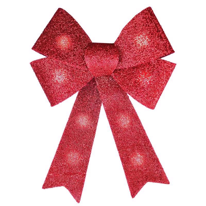 Magic Seasons LED Bow 17 in. Hanging Decor, Pack of 8