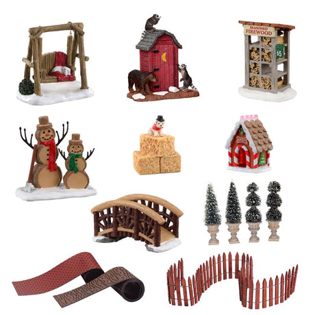 Lemax Assorted Village Accessories 3 in., Pack of 20
