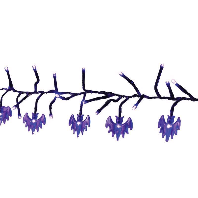 Celebrations Halloween Purple 120 ct 9 ft. LED Prelit Bat Lights
