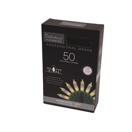 Celebrations Platinum LED T5 Warm White 50 ct String Christmas Lights 25 ft., Pack of 12