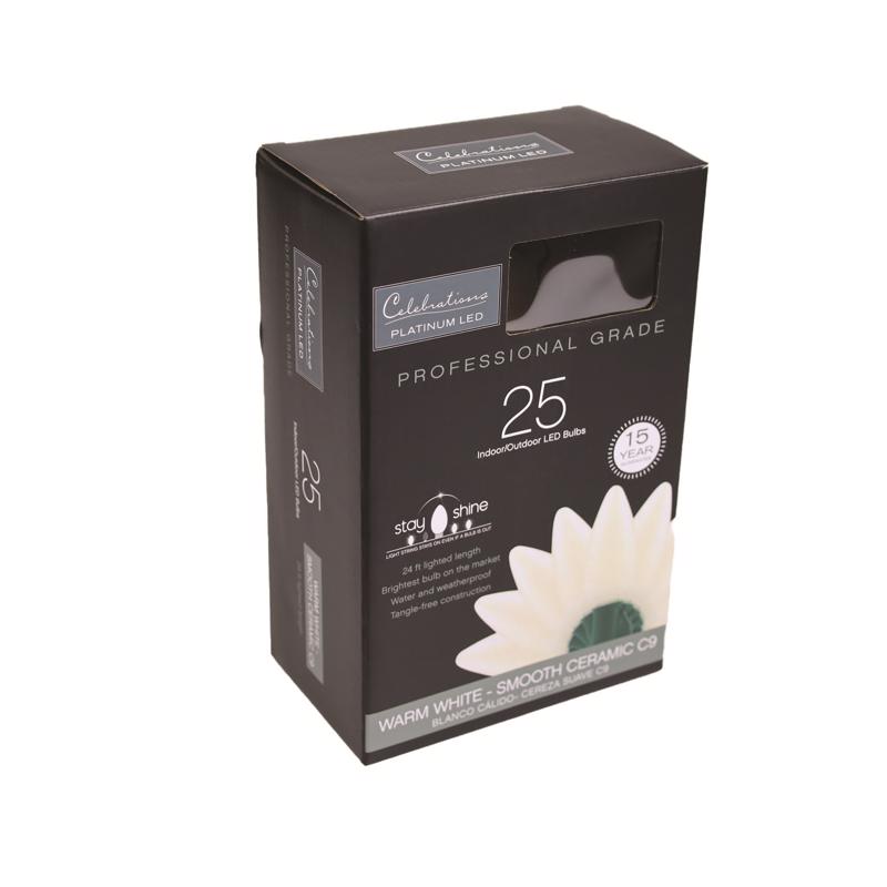 Celebrations Platinum LED C9 White 25 ct String Christmas Lights 25 ft.
