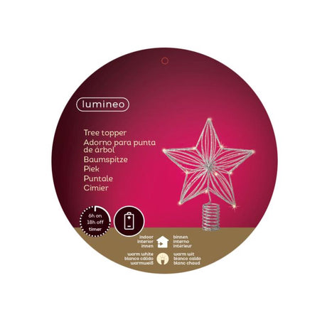 Lumineo LED Silver Glitter Star Tree Topper 10 in.