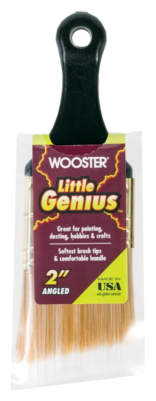 Wooster Craft & Hobby Q3222-2 Paint Brush, 2 in W, 2-3/16 in L Bristle, Synthetic Bristle, Thin Angular, Short Handle