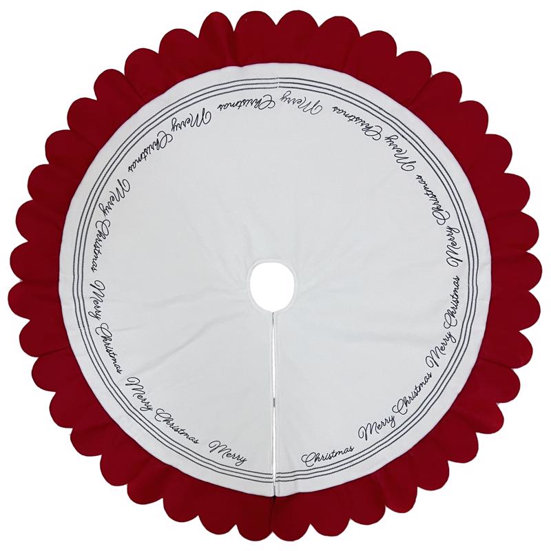Celebrations Home Red/White Merry Christmas Tree Skirt 26.8 in., Pack of 4