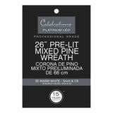 Celebrations Platinum 26 in. D LED Prelit Warm White Mixed Pine Wreath