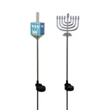 Alpine Iridescent Menorah/Dreidel Stake 33 in. Pathway Decor, Pack of 20
