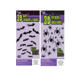 Fun World 3D Bats or Spiders Stickers Halloween Decor, Pack of 12