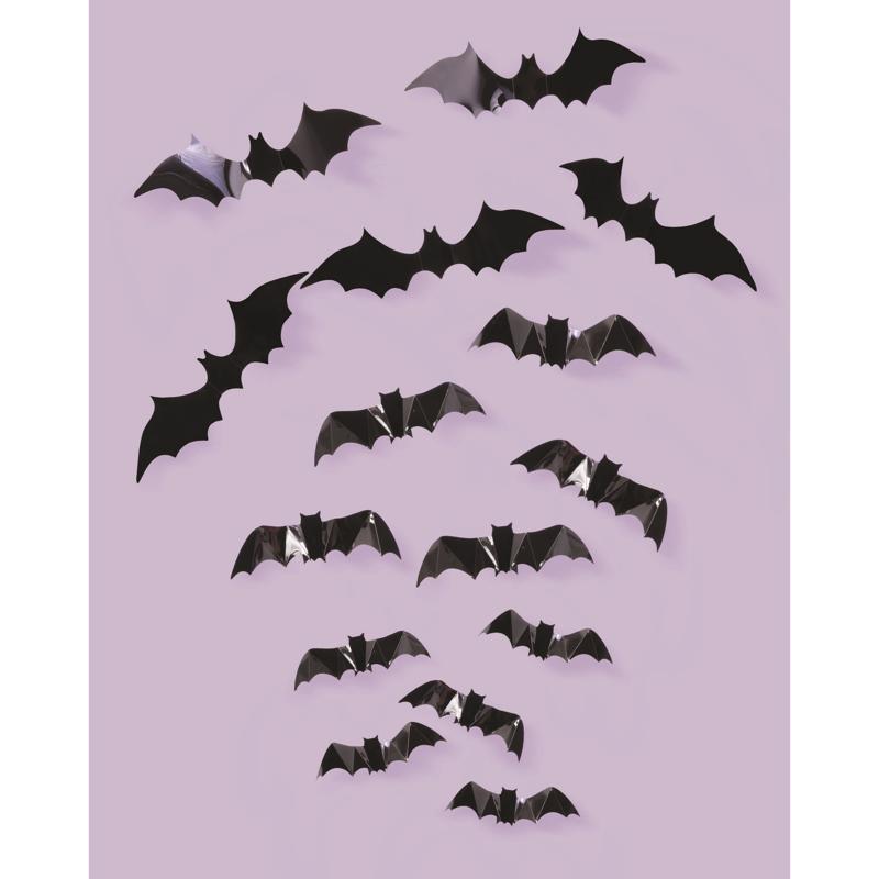 Fun World 3D Bats or Spiders Stickers Halloween Decor, Pack of 12