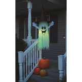Fun World 5 ft. Prelit Ghost w/Witch Hat Halloween Decor