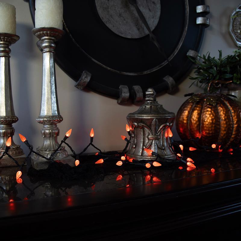 Celebrations Orange 100 ct 2 in. LED C6 Halloween String Lights
