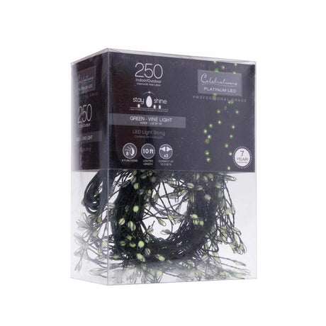 Celebrations LED Big Seed Cluster Green 250 ct String Christmas Lights 10 ft.